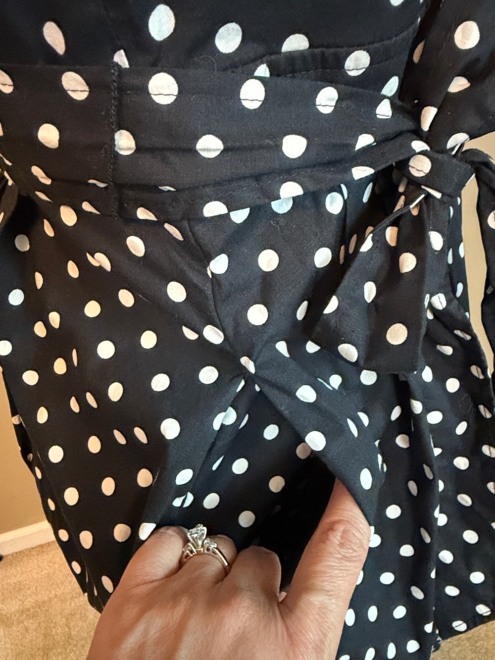 Eliza J Black Size 4 Sleeveless Black & White Polka Dot Collared Midi Dress - Picture 7 of 8